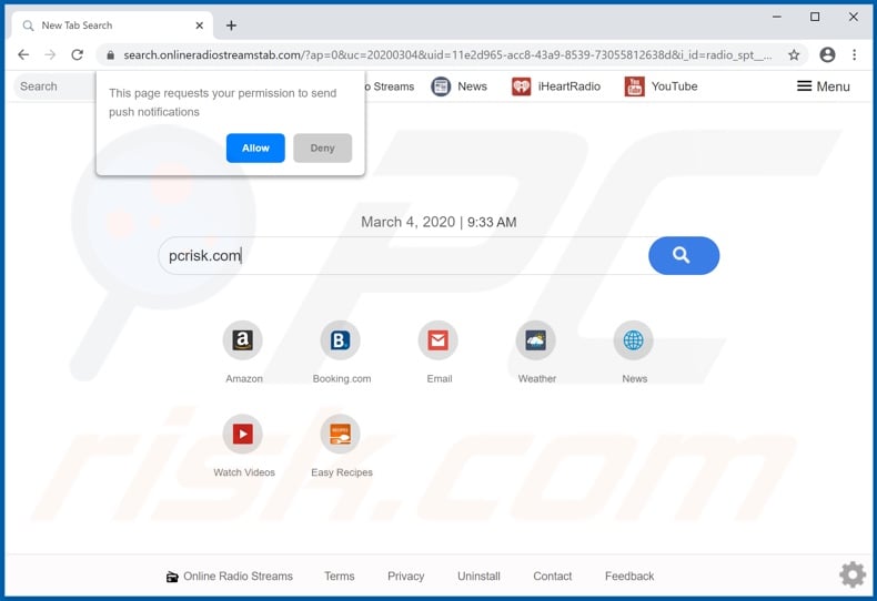 search.onlineradiostreamstab.com browser hijacker