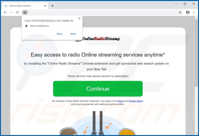 Website used to promote Online Radio Streams browser hijacker