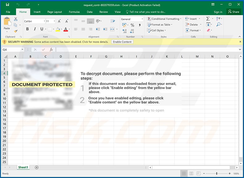 Malicious MS Excel file - request_contr-802079359.xlsm - used to inject Ostap downloader