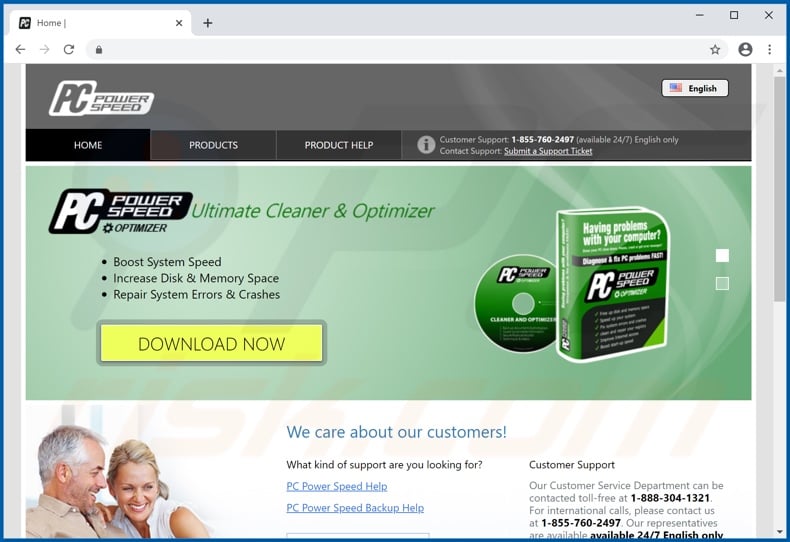 Website used to promote PC Power Speed PUA
