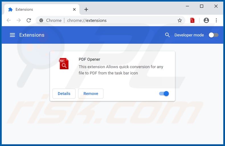 Removing pdfsrch.com related Google Chrome extensions