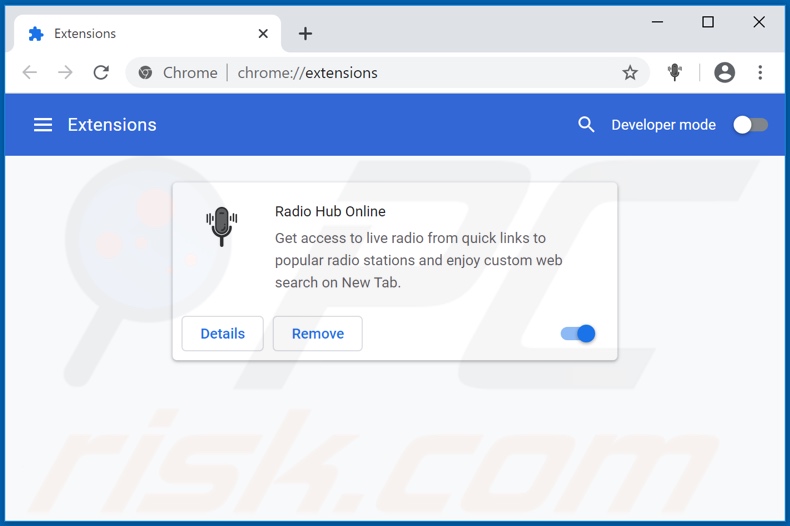 Removing radiohubonline.com related Google Chrome extensions