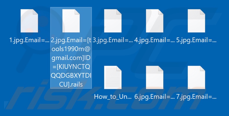 Files encrypted by Rails ransomware (.rails extension)