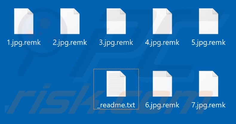 Files encrypted by Remk ransomware (.remk extension)