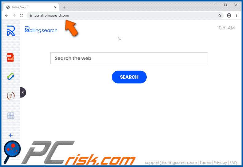 rollingsearc.com redirecting users to search.yahoo.com when a search query is entered