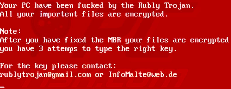 Rubly screenlocker ransom note