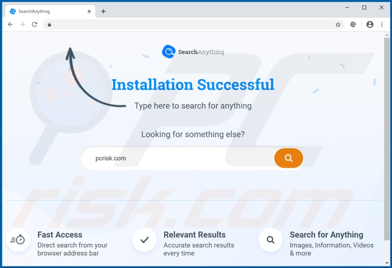 website displayed after installation of the searchanything extension