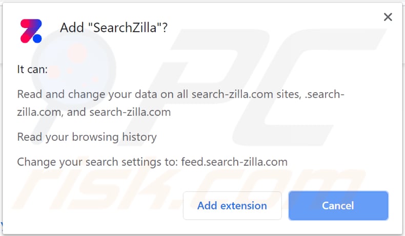 searchzilla browser hijacker asks for a permission to be installed