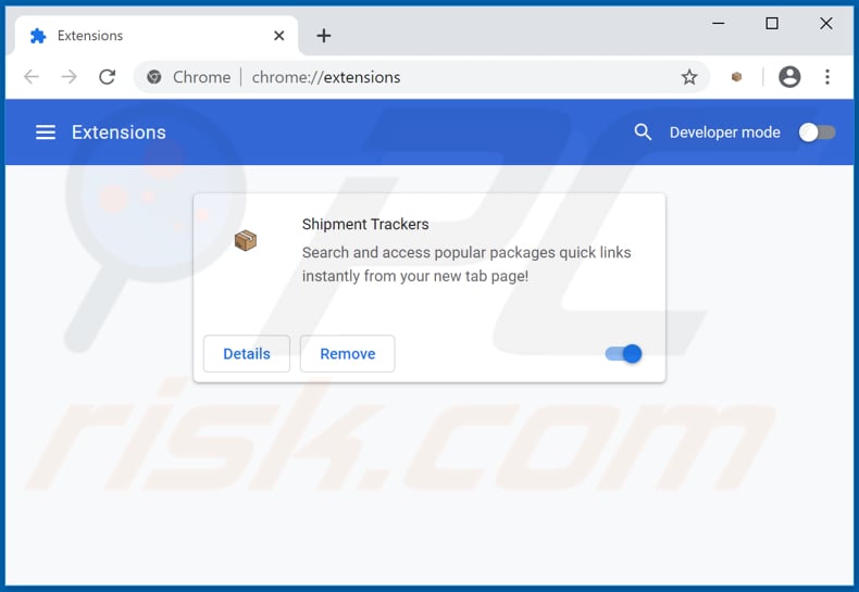 Removing hp.hshipmentrackers.com related Google Chrome extensions