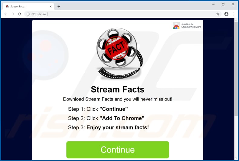 Website used to promote Stream Facts browser hijacker