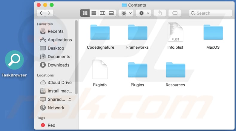 taskbrowser adware installation folder and files