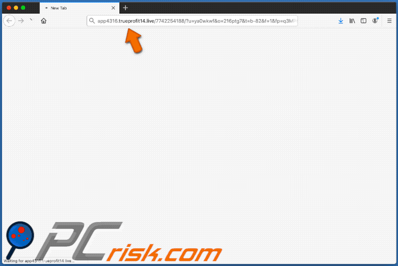 Trueprofit scam appearance on Firefox (GIF)