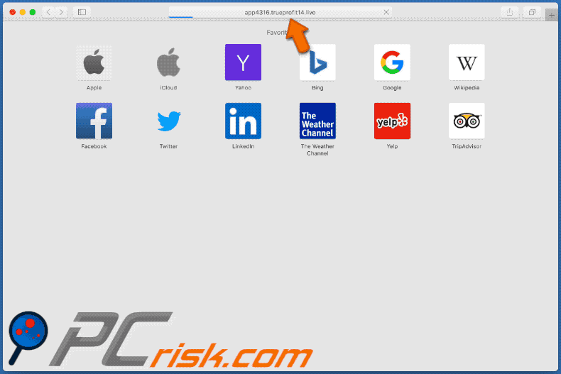 Trueprofit scam appearance on Safari