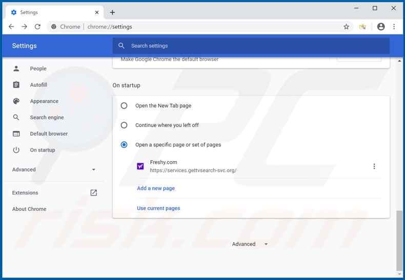 Removing services.gettvsearch-svc.org from Google Chrome homepage