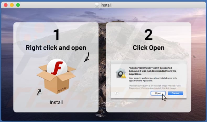 fake adobe flash player installer step 1