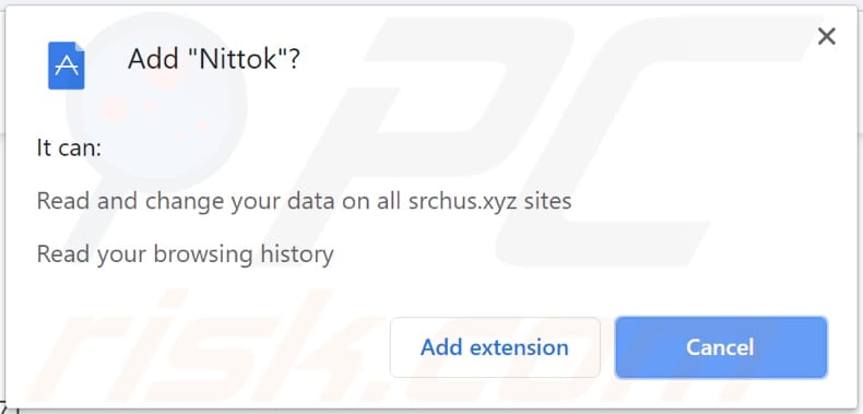 Nittok asks for a permission to be added on chrome
