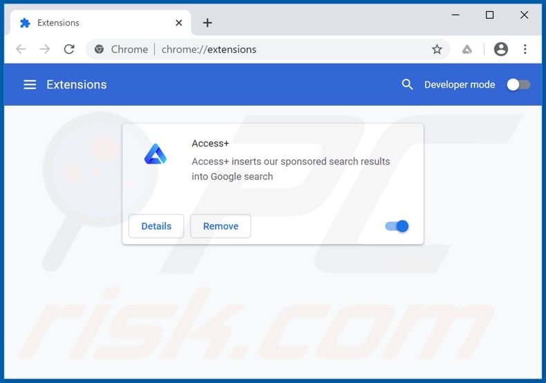 Removing Access+ ads from Google Chrome step 2
