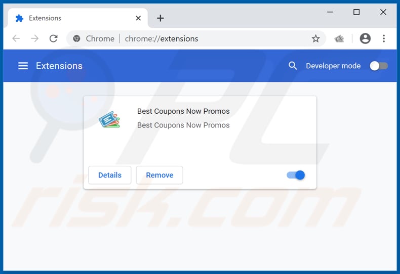 Removing Best Coupons Now Promos ads from Google Chrome step 2