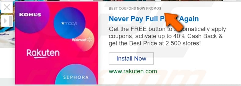 best coupons now promos adware displays coupon