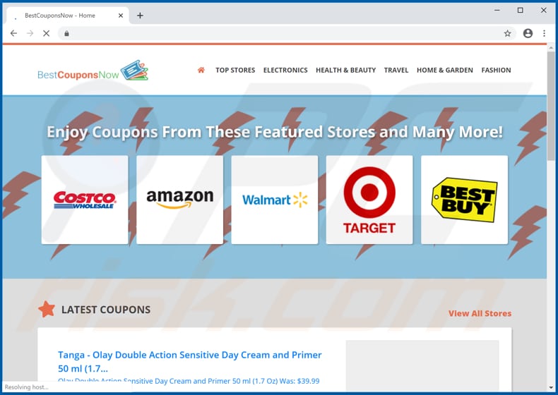 Best Coupons Now Promos adware-promoting website (sample 1)