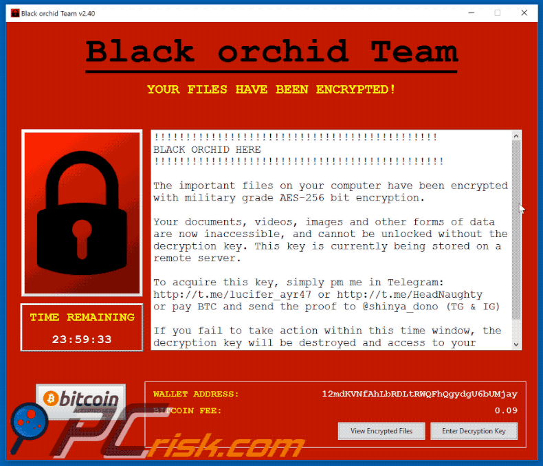 BlackOrchid ransomware pop-up gif