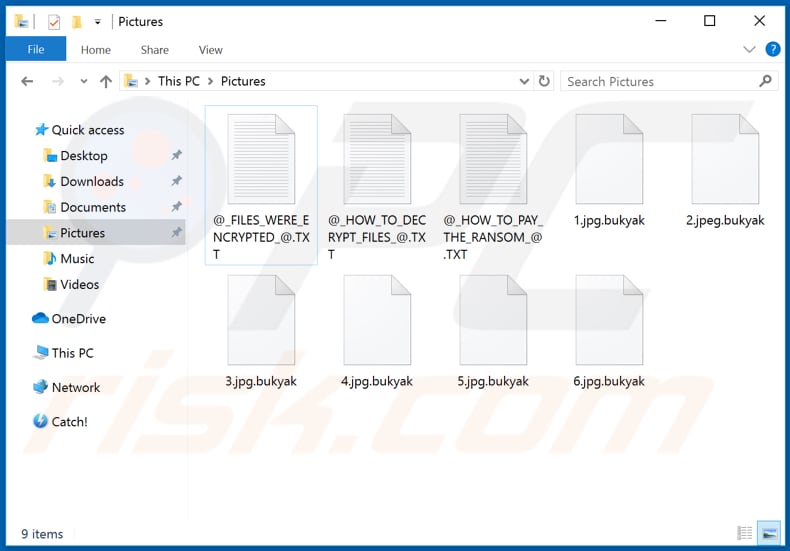 Files encrypted by Bukyak ransomware (.bukyak extension)