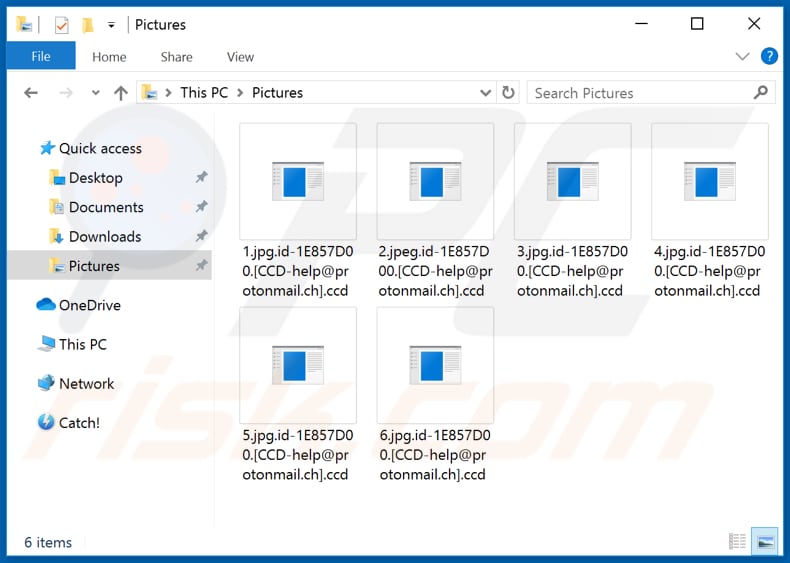 Files encrypted by CCD ransomware (.ccd extension)