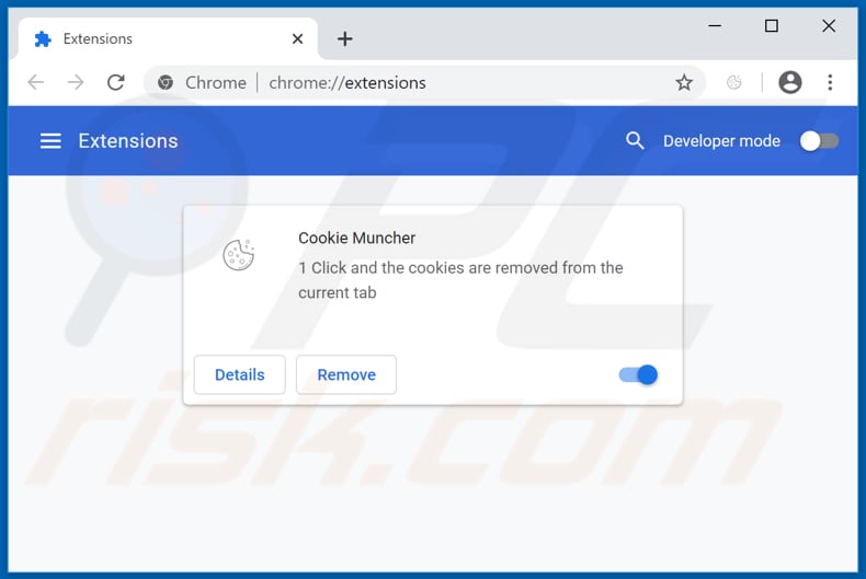 Removing cookiemuncher.org related Google Chrome extensions