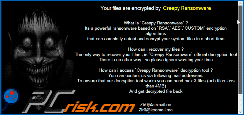 Creepy ransomware pop-up gif