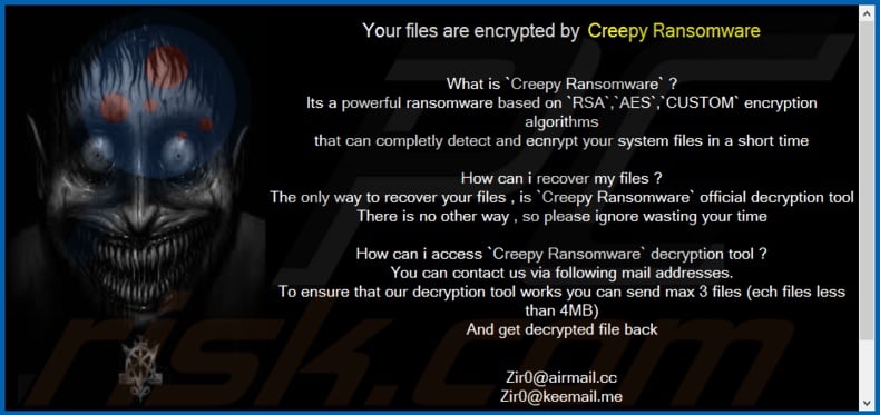 Creepy decrypt instructions (pop-up)