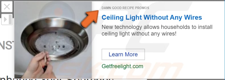 damn good recipe promos adware advertisement