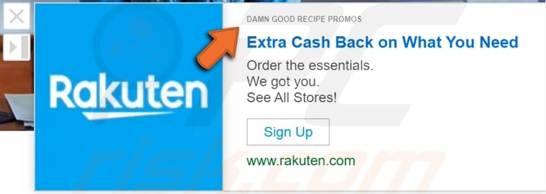 damn good recipe promos adware advertisement