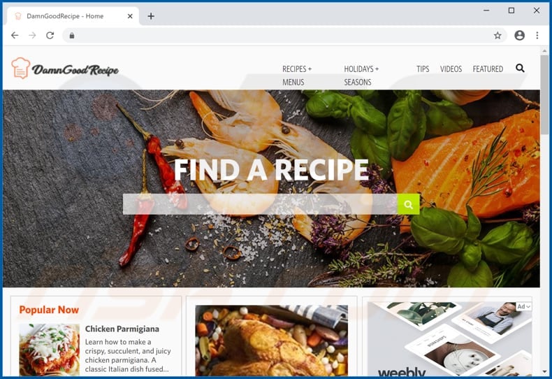 damn good recipe promos adware download page