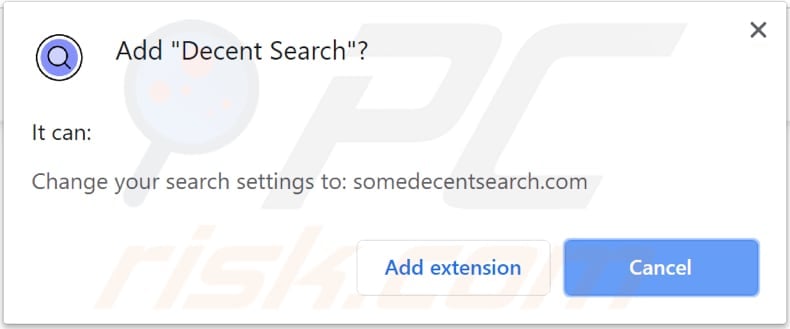 decent search browser hijacker asks for a permission to be installed