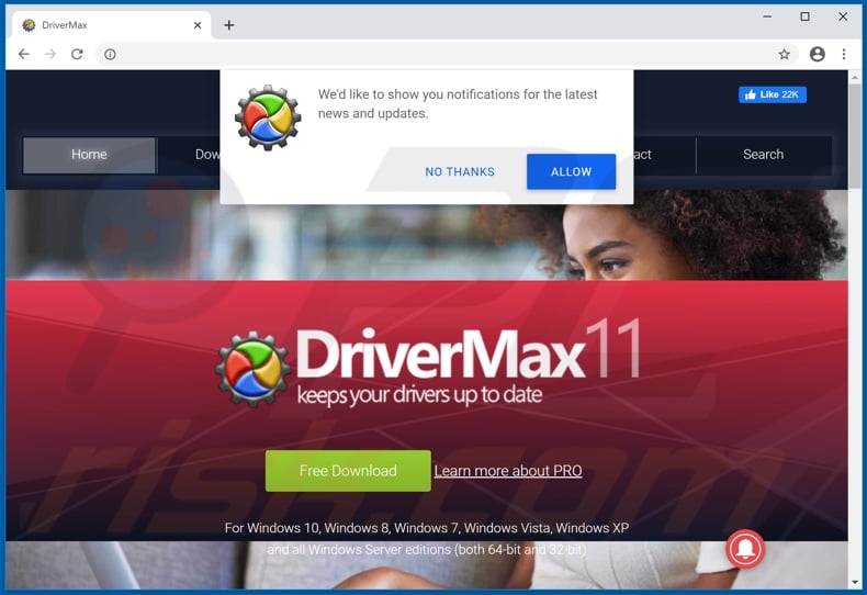 Website used to promote DriverMax PUA