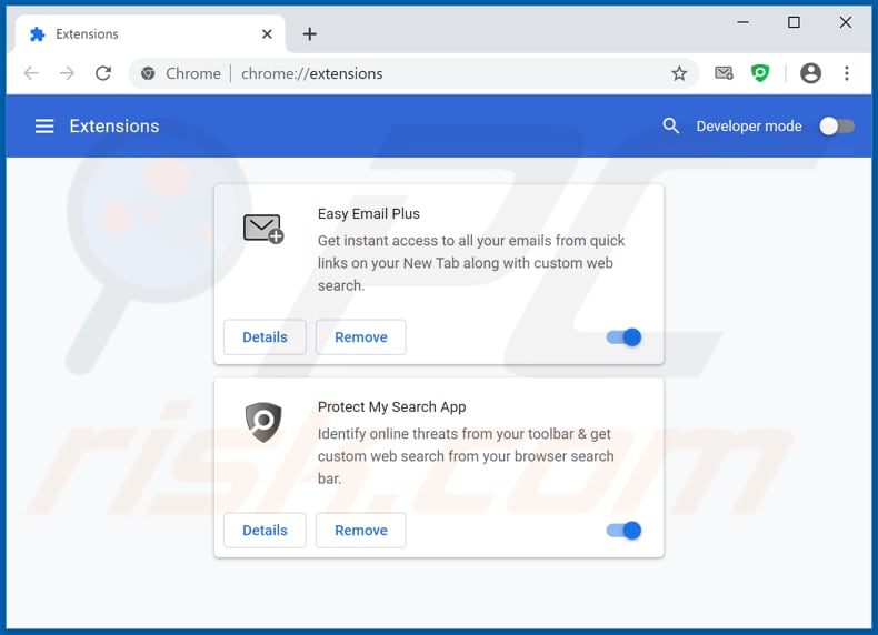 Removing easyemailplus.com related Google Chrome extensions