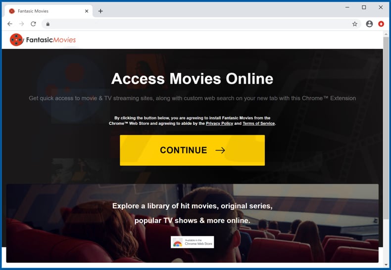 Website used to promote Fantasic Movies browser hijacker