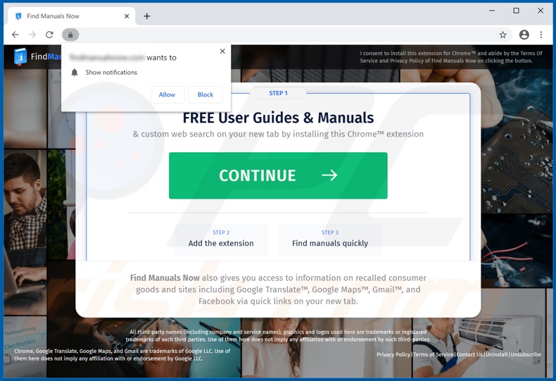 Another Find Manuals Now browser hijacker promoter