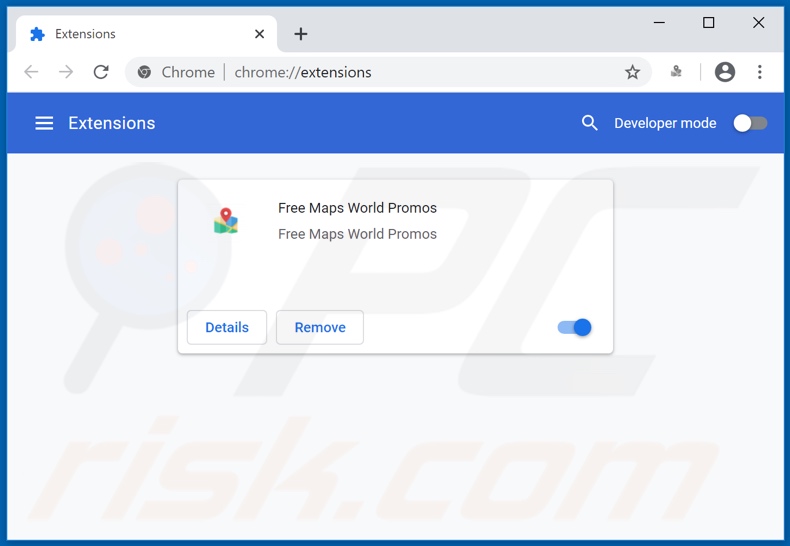 Removing Free Maps World Promos ads from Google Chrome step 2