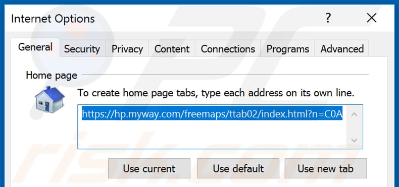 Removing hp.myway.com from Internet Explorer homepage