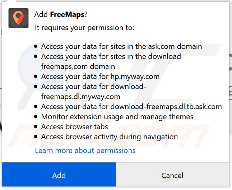 freemaps toolbar permission firefox