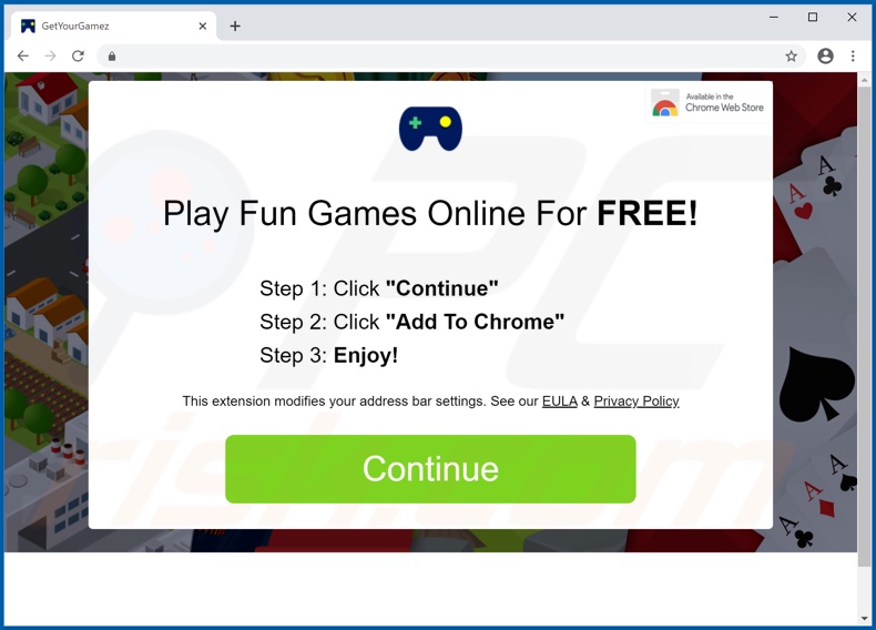 Website used to promote GameSearch browser hijacker