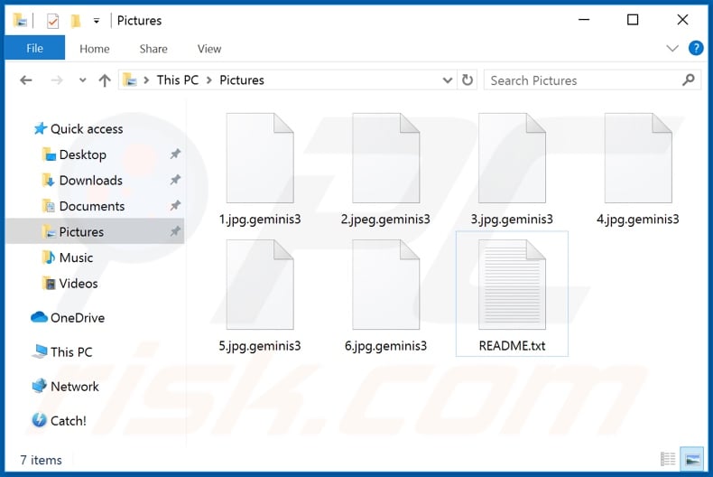 Files encrypted by Geminis ransomware (.geminis3 extension)