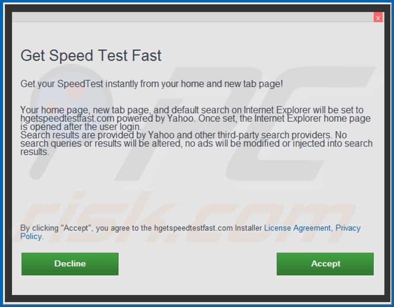 公式Get Speed Test Fast browser hijackerインストールセットアップ