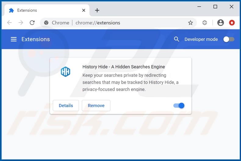 Removing historyhide.com related Google Chrome extensions