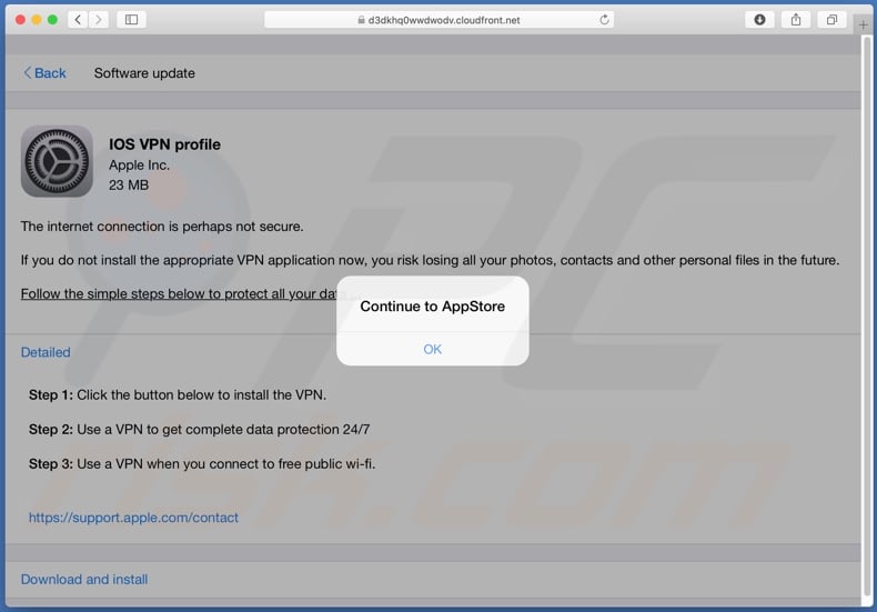 IOS VPN profile scam