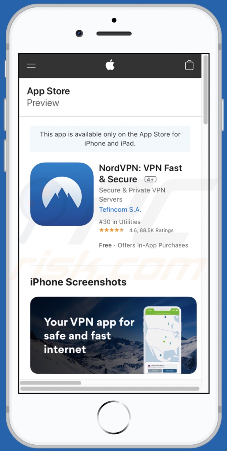 IOS VPN profile scam mobile variant promoted app