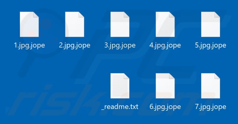 Files encrypted by Jope ransomware (.jope extension)