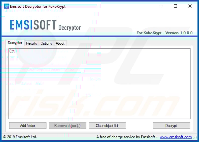 KoKoKrypt ransomware decryptor by Emsisoft