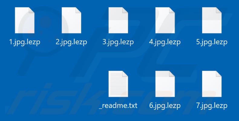 Files encrypted by Lezp ransomware (.lezp extension)